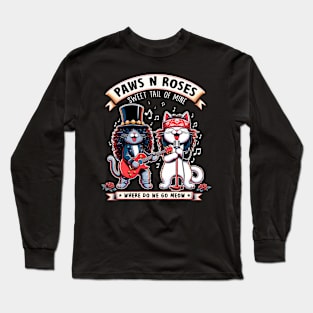 Meow Metal Madness Cat Gun N' Rose Shirt Long Sleeve T-Shirt